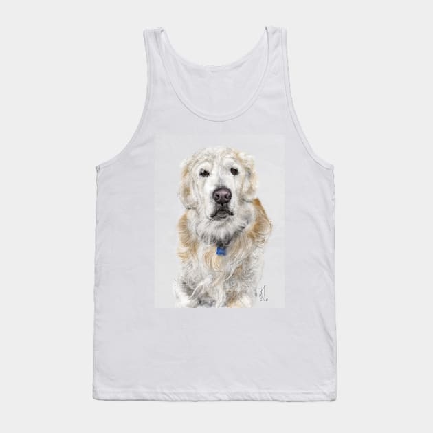 Pondering Golden Retriever Tank Top by LITDigitalArt